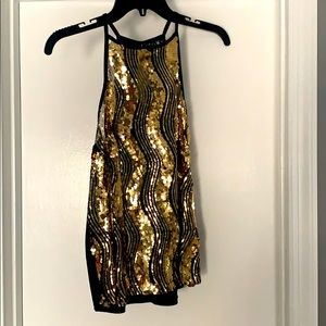 Never worn before high neck gold sequin top.